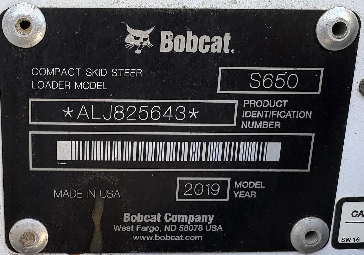 Used 2019 Bobcat S650 Skid Steer