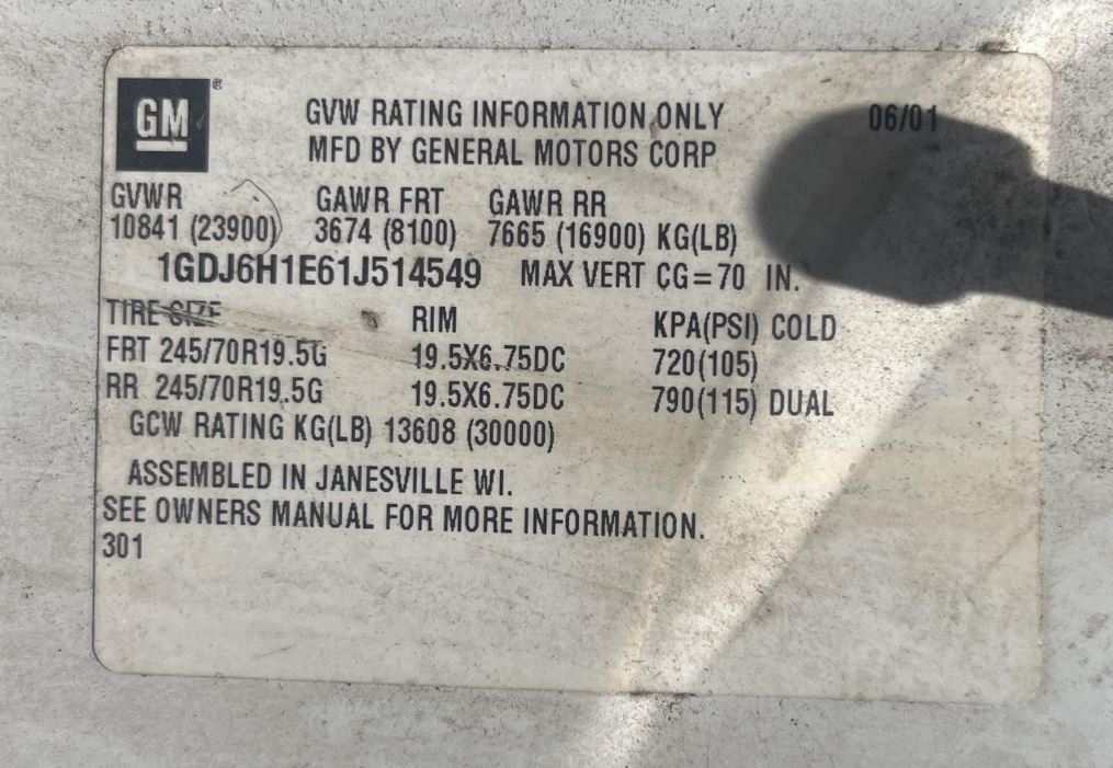 Used 2001 GMC TopKick C6500 Dump Truck