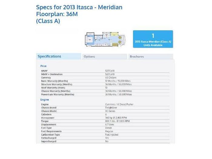 Used 2013 Itasca Meridian 36M
