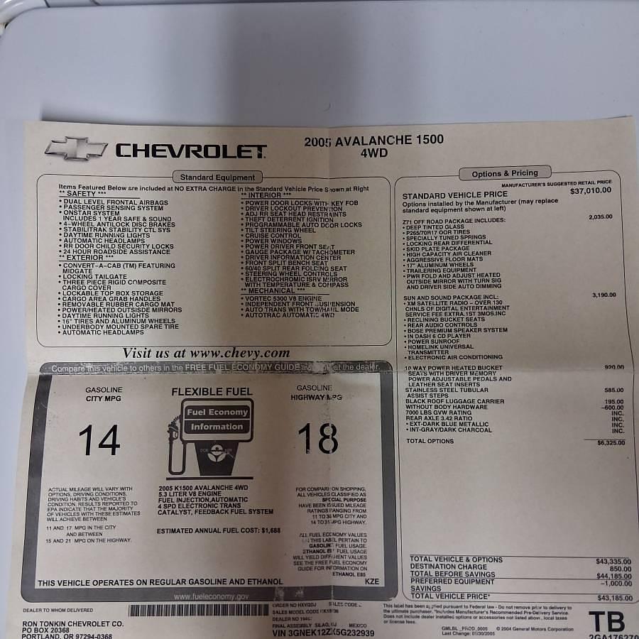 Used 2005 Chevrolet Avalanche Z71