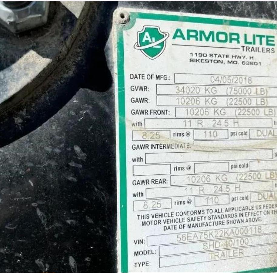 Used 2019 Armor Lite 40 Ft Tandem Axle