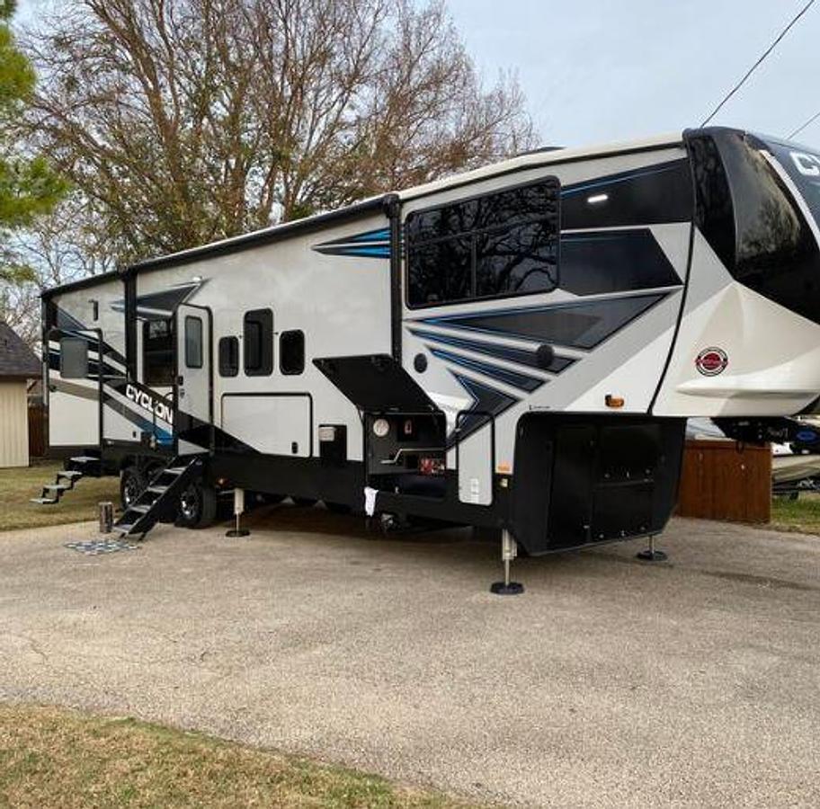 Used 2022 Heartland Cyclone 4007 Fifth Wheel Toy Hauler