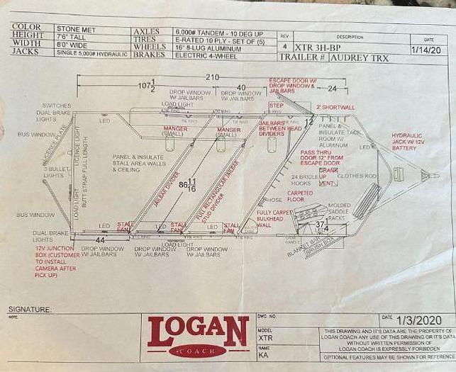 Used 2020 LOGAN XTR Horse Trailer