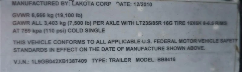 Used 2011 Lakota Bighorn 8416 4 Horse Trailer