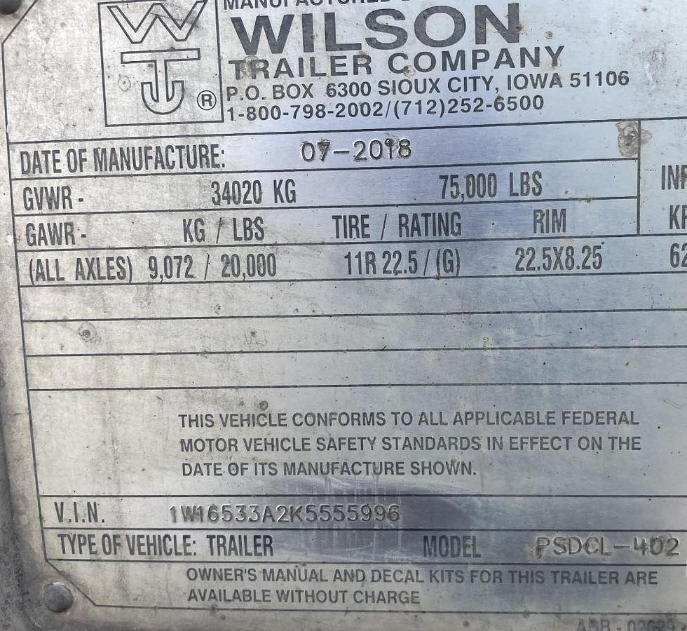 Used 2019 Wilson PSDCL-402 Livestock Trailer