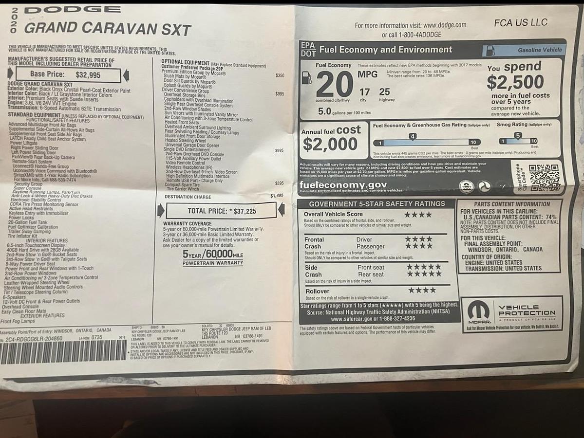 Used 2020 Dodge Grand Caravan SXT