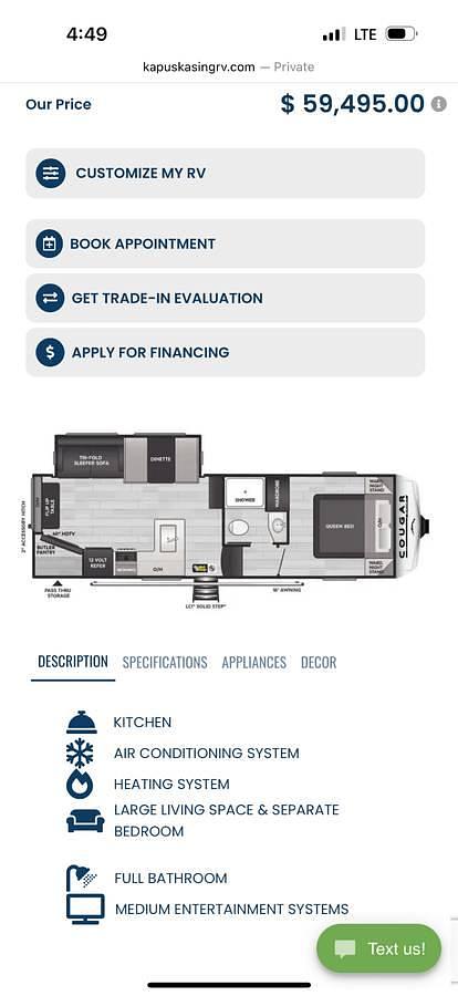 Used 2024 Keystone Cougar Sport 2400RE