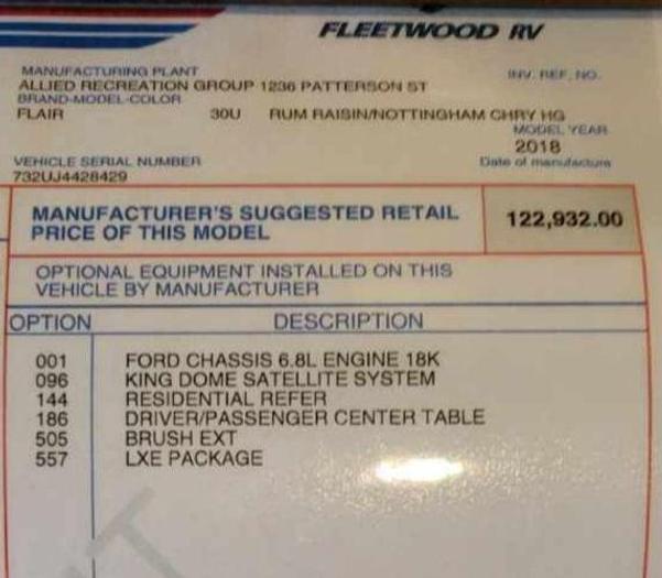 Used 2018 Fleetwood Flair LXE 30U