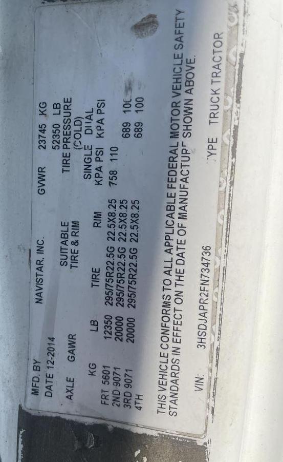 Used 2015 INTERNATIONAL PROSTAR Conventional Sleeper Semi