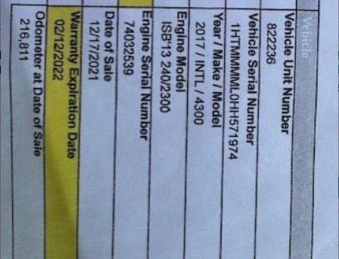 Used 2017 INTERNATIONAL DURASTAR 4300