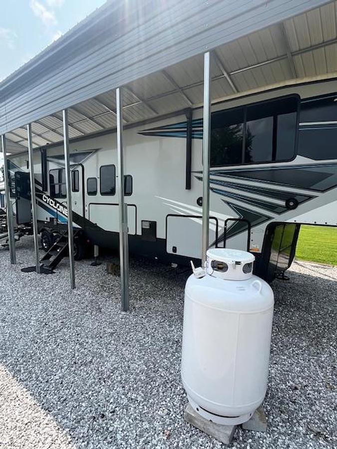 Used 2021 Heartland Cyclone 4007 Fifth Wheel Toy Hauler