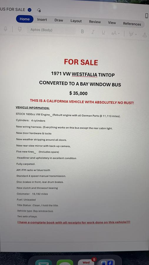 Used 1971 Volkswagen Bus/Van