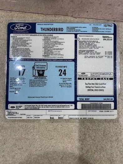 Used 2005 Ford Thunderbird 50th Anniversary