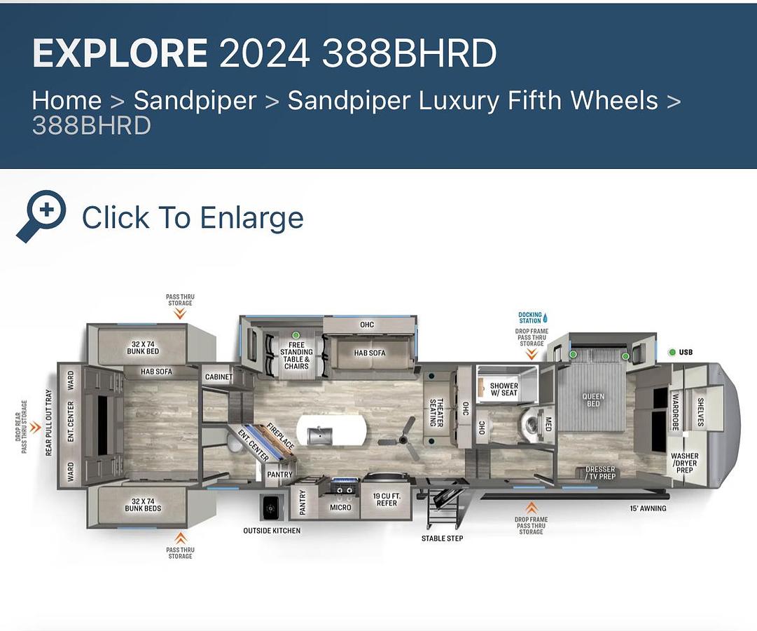 Used 2023 Forest River Sandpiper 388BHBD