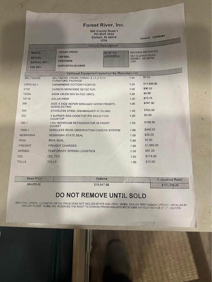 Used 2019 Forest River Cedar Creek Champagne