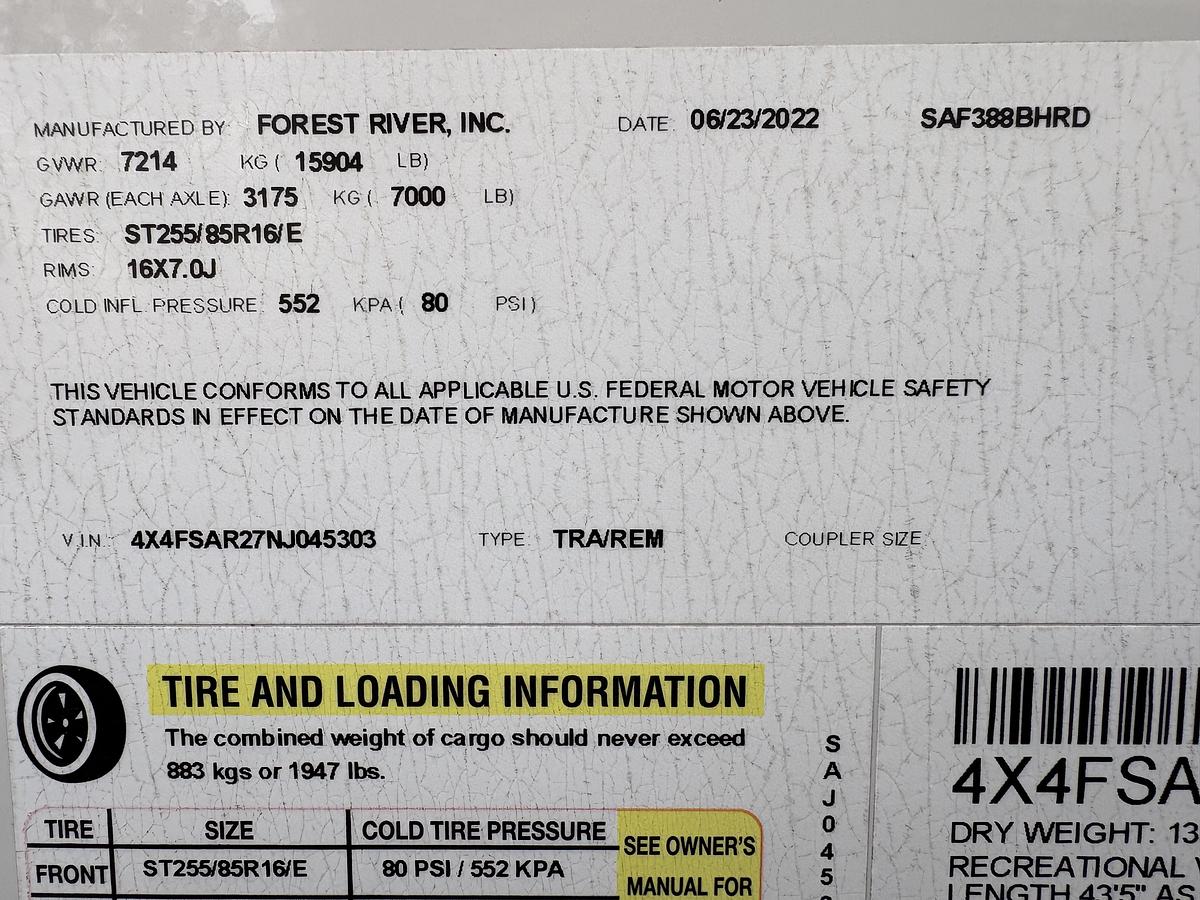 Used 2022 Forest River Sandpiper 388BHRD