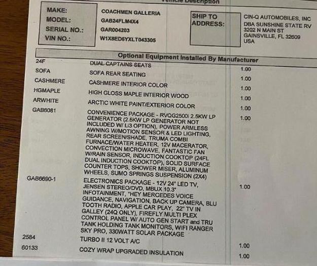 Used 2020 Coachmen Galleria 24FL Class B Motorhome