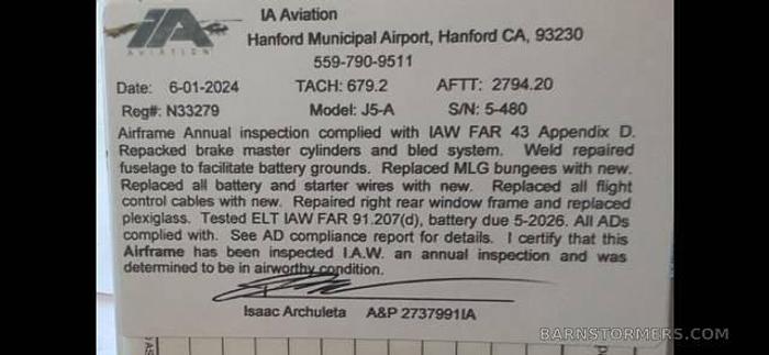 Used 1940 J5A Piper CLub