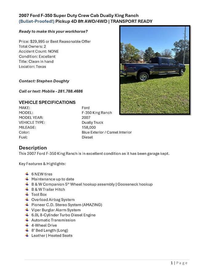 Used 2007 Ford F-350 Super Duty Crew Cab Dually King Ranch