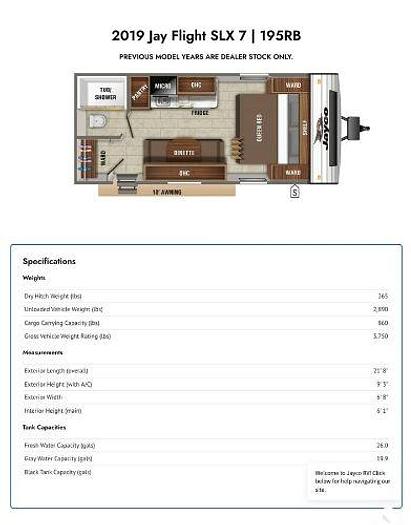 Used 2019 Jayco Jay Flight SLX7 195RB