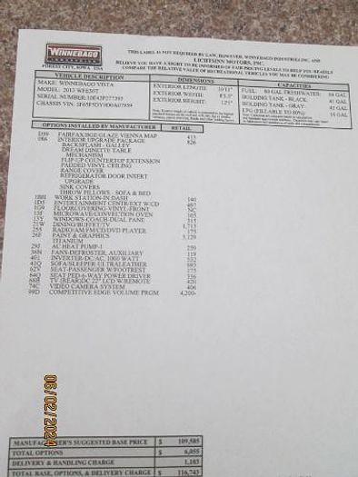 Used 2013 Winnebago Vista 30T