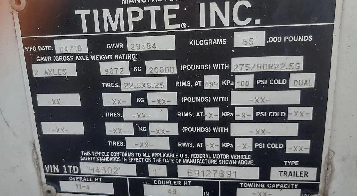 Used 2011 Timpte Hopper Bottom Trailer