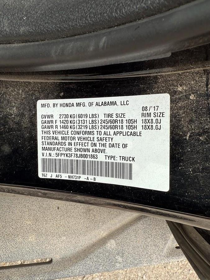 Used 2018 Honda Ridgeline RTL-E Pickup 4D 5 ft