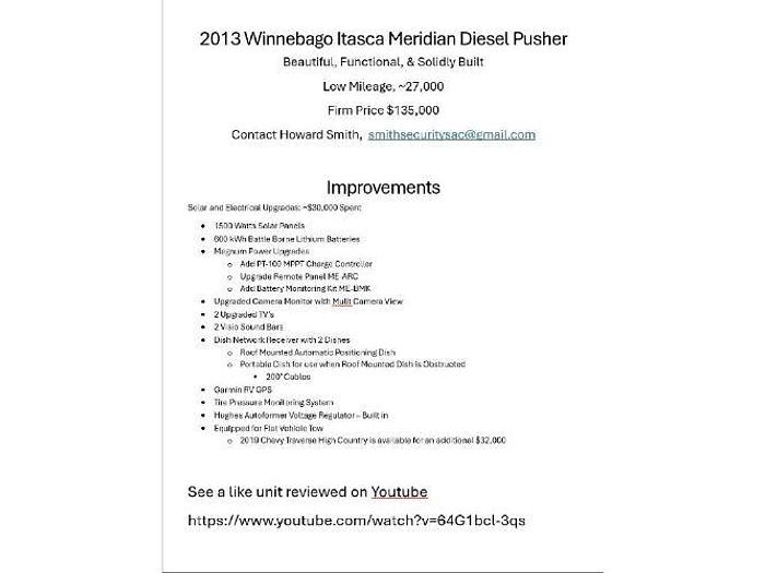 Used 2013 Itasca Meridian 36M