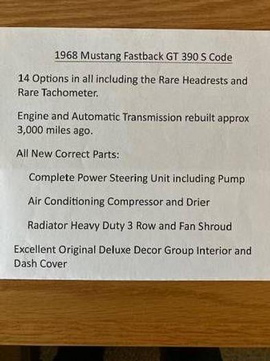 Used 1968 Ford Mustang GT 390 S Code