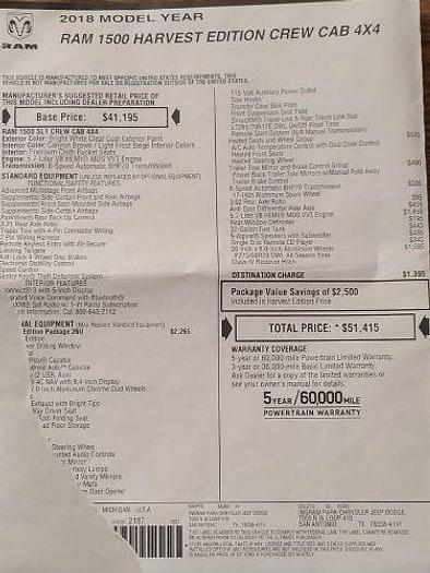 Used 2018 Ram 1500 Harvest