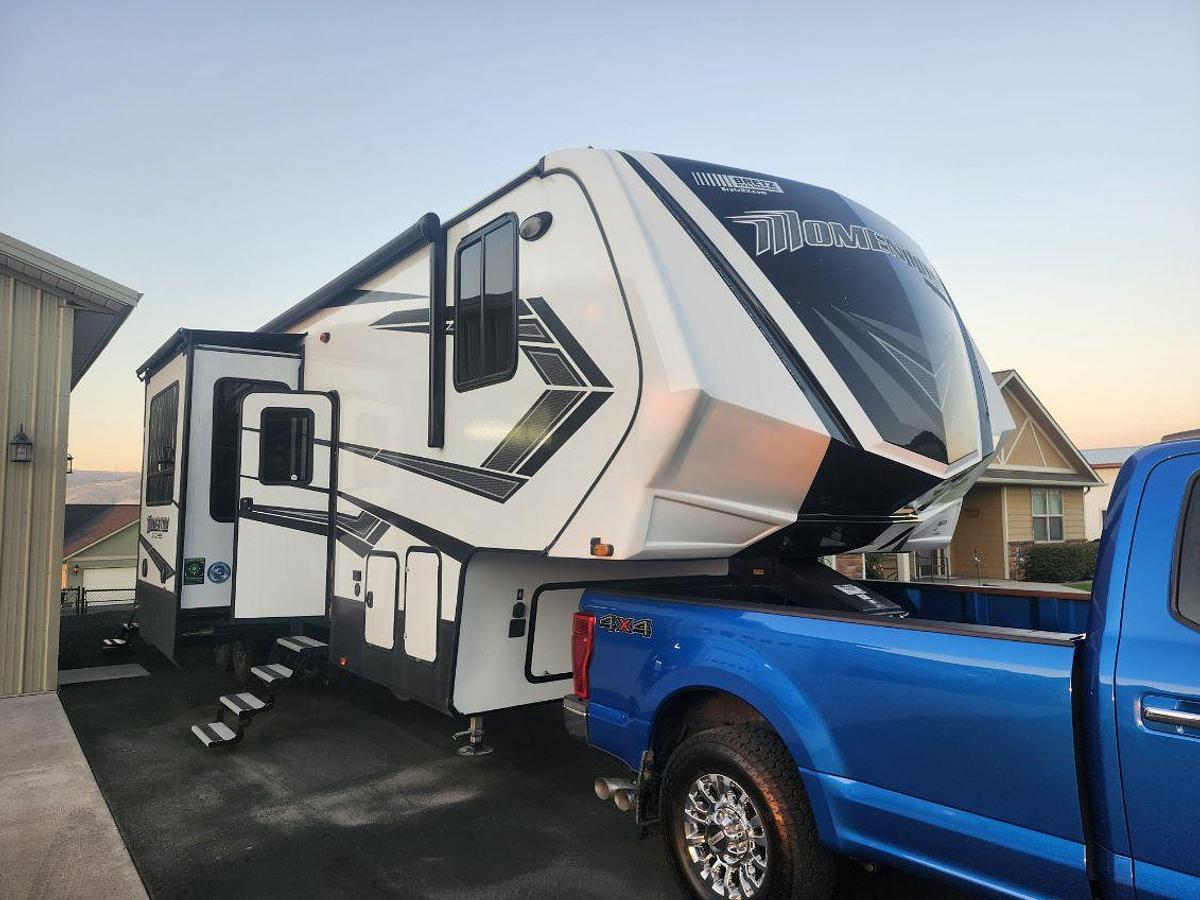 Used 2020 Grand Design Momentum G-Class 350G Fifth Wheel Toy Hauler