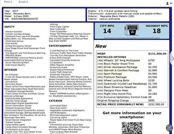 Used 2017 Mercedes-Benz S-Class S 550