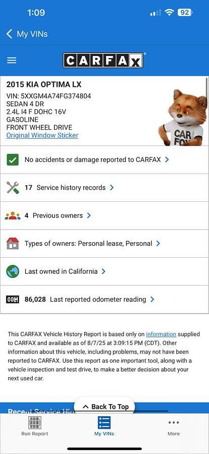 Used 2015 Kia Optima LX Sedan