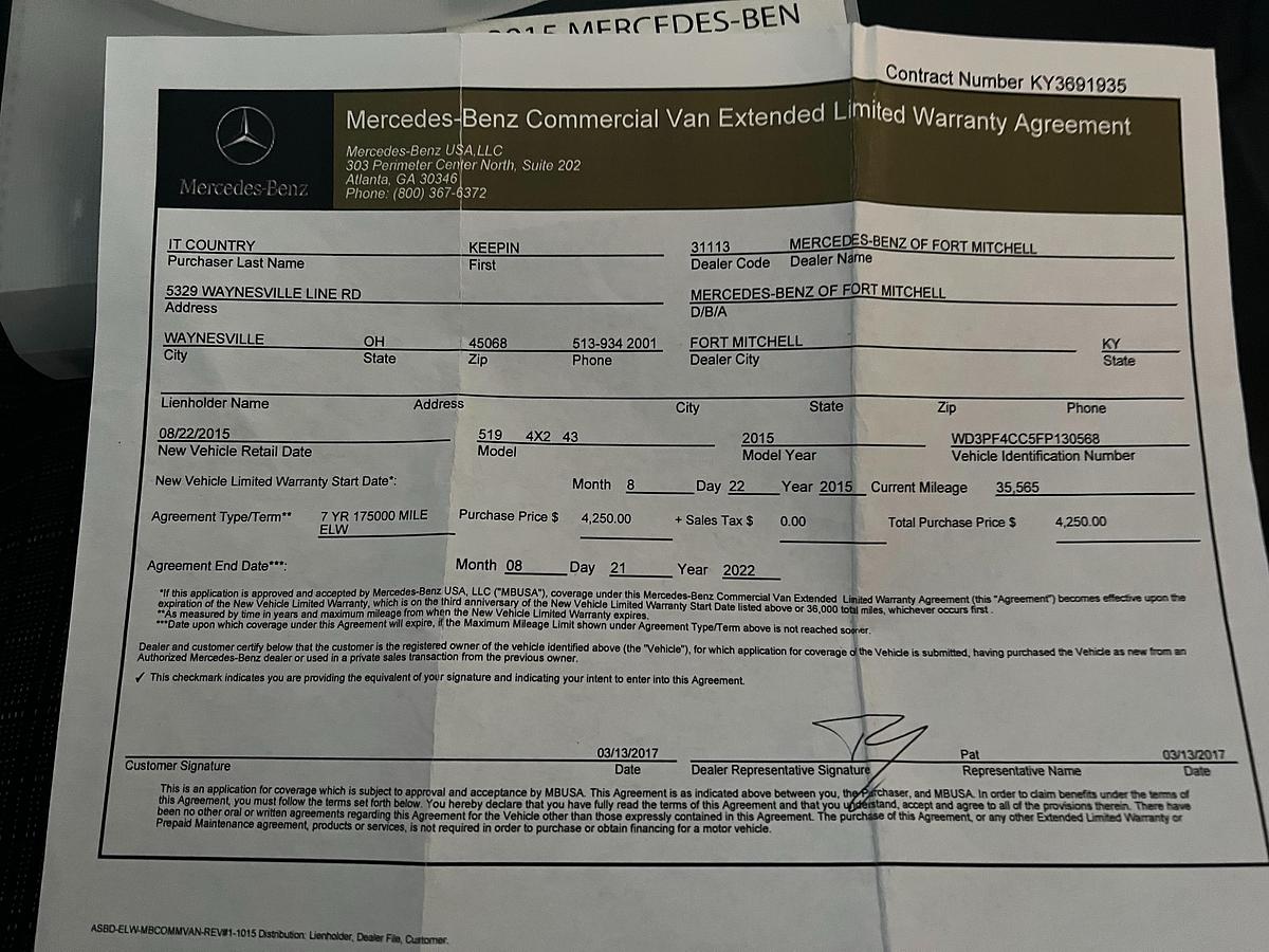 Used 2015 Mercedes Benz Sprinter