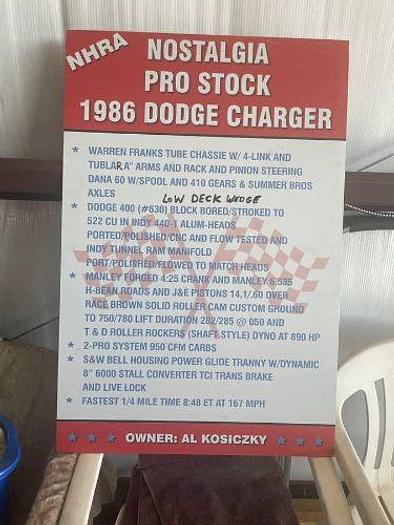 Used 1986 Dodge Charger Nostalgia Prostock Drag Car