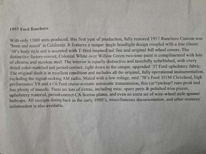 Used 1957 Ford Ranchero Custom