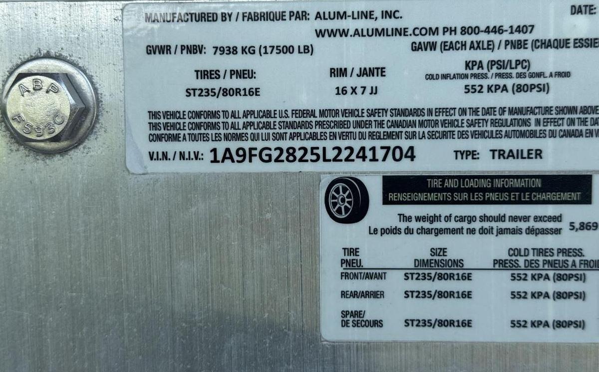 Used 2020 Alum-Line Gooseneck Flatbed Trailer