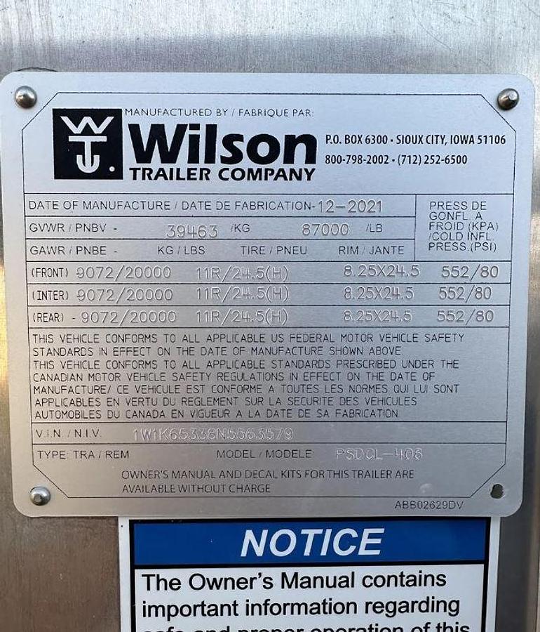 Used 2022 WILSON 53 ft x 102 in