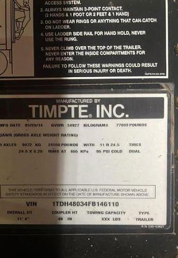 Used 2014 Timpte Tri Axle Trailer