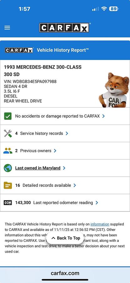 Used 1993 Mercedes-Benz 300SD Sedan