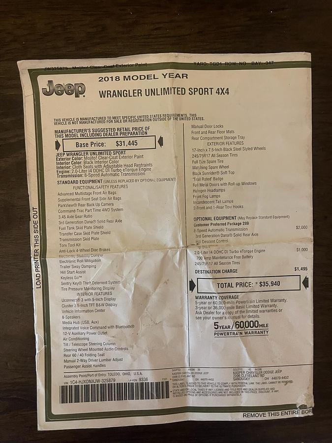 Used 2018 Jeep Wrangler Unlimited Sport 4x4