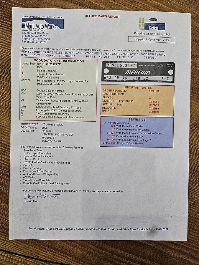 Used 1969 Mercury Cougar Coupe