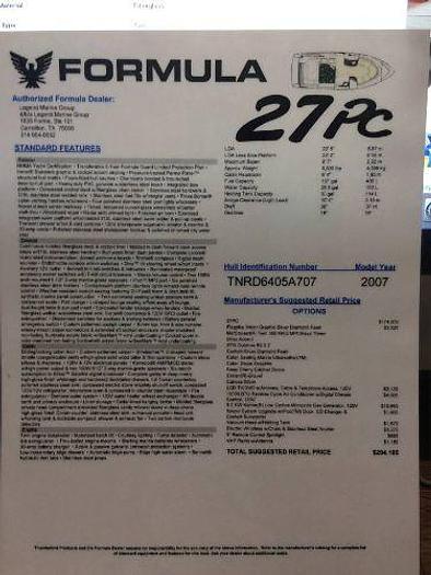 Used 2007 Formula 27PC