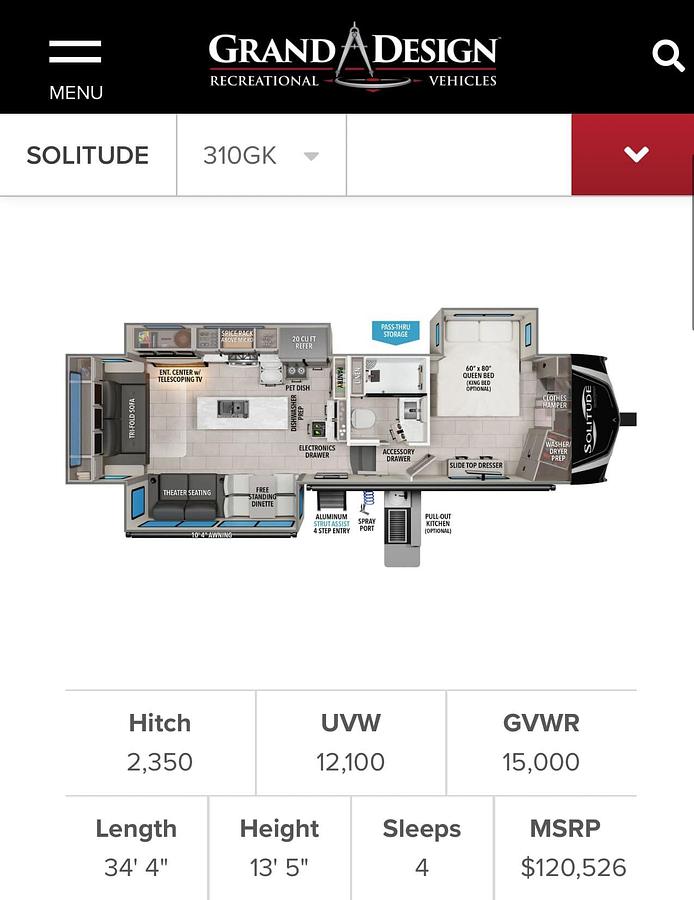 Used 2020 Grand Design Solitude GK310