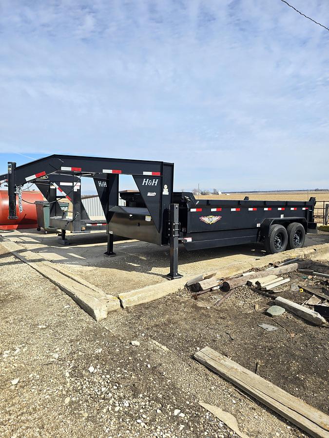 Used 2022 H&H 16' x 6' Gooseneck Dump Trailer