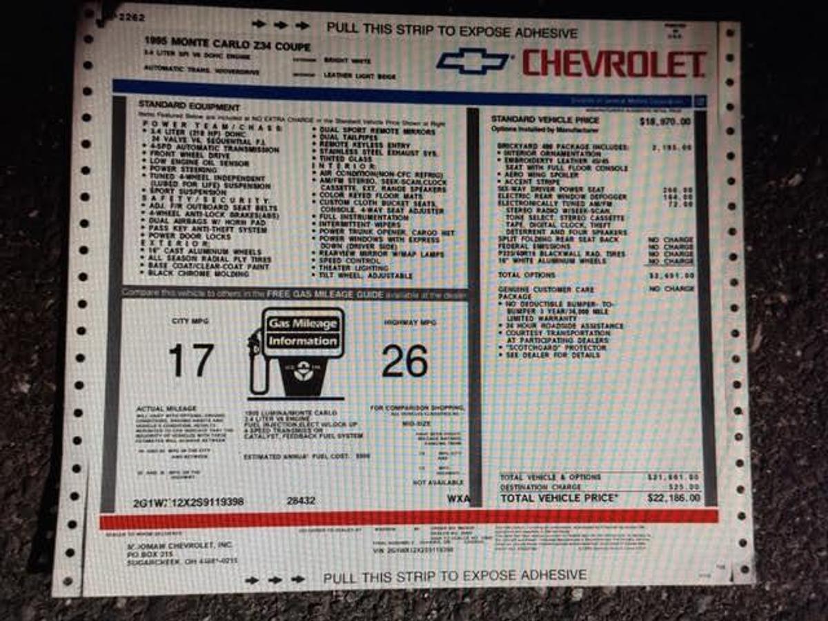 Used 1995 Chevrolet Monte Carlo