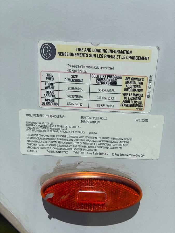 Used 2022 Braxton Creek Free Solo Din Teardrop