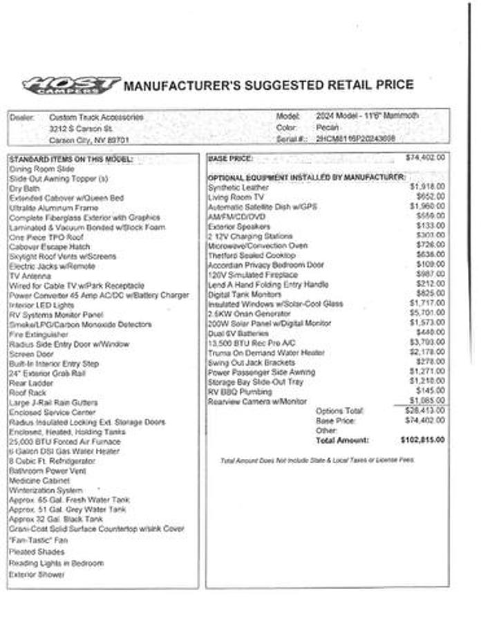 Used 2024 Host Mammoth Triple Slide Camper