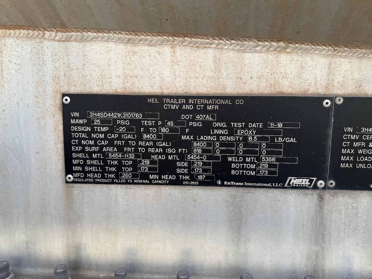 Used 2018 Heil 407 Aluminum Tanker