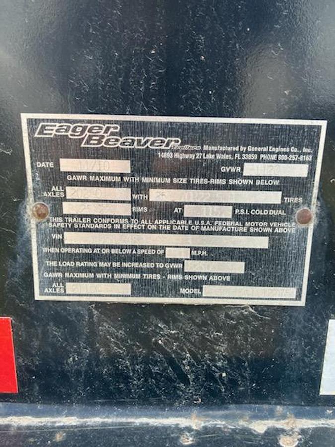 Used 2011 Eagar Beaver Lowboy Trailer